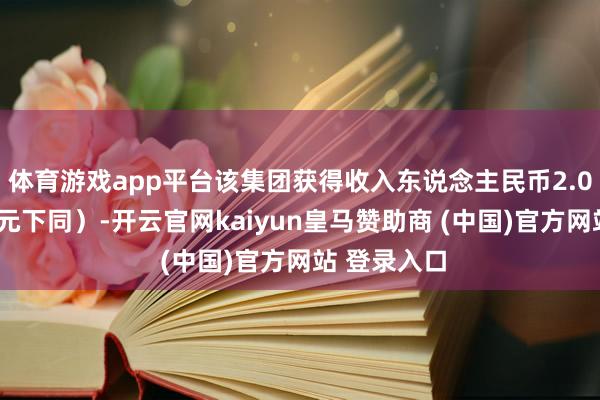 体育游戏app平台该集团获得收入东说念主民币2.06亿元（单元下同）-开云官网kaiyun皇马赞助商 (中国)官方网站 登录入口